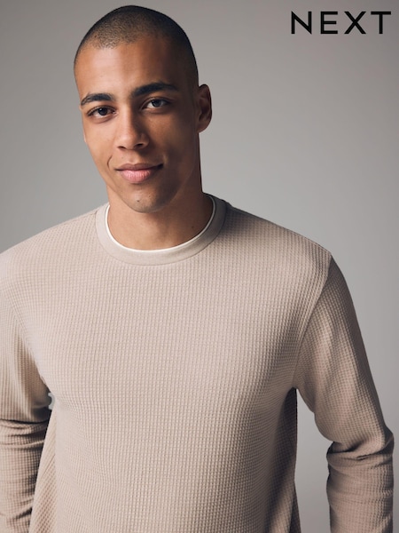 Neutral Texture Long Sleeve Mock Layer Jumper (B43873) | R$ 240