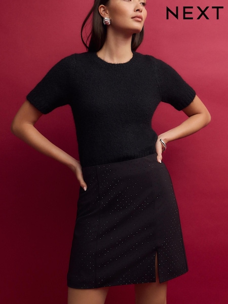 Black Ponte Sparkle Mini Skirt (B43889) | €14