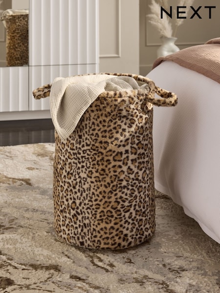 Brown Leopard Print Laundry Bag Basket (B43925) | €34