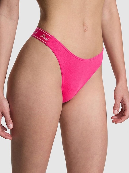 Victoria's Secret PINK Enchanted Pink Cotton Logo Scoop Thong Knickers (B43989) | €10.50