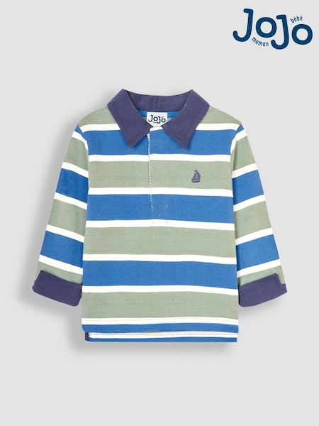 JoJo Maman Bébé Khaki Green Stripe Rugby Top (B44115) | €37