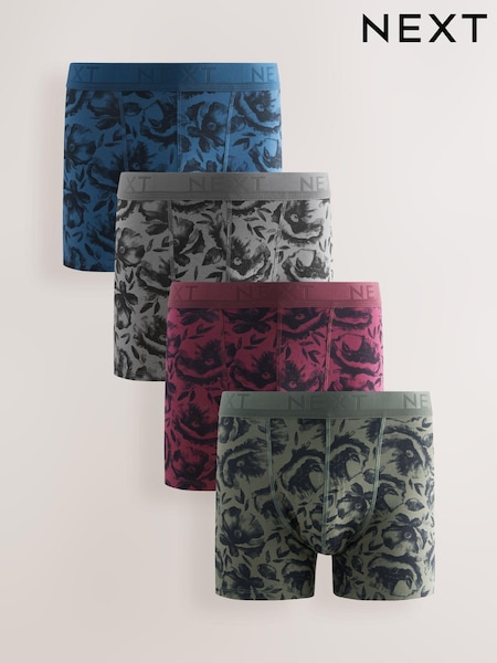 Green/Red/Blue Floral 4 pack Rich Trunks Boxers (B44276) | $38