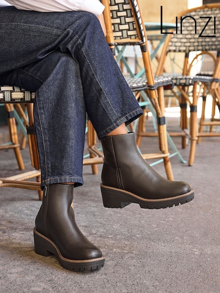 Brown - Linzi Rival Wedge Heel Ankle Boots
