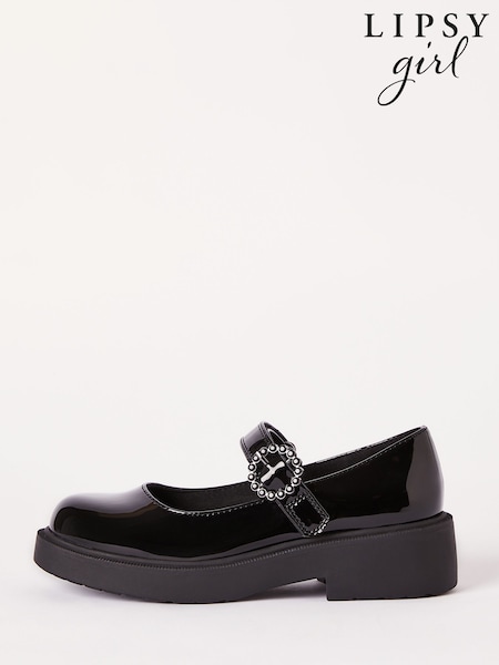 Lipsy Faux Leather Chunky Gem Buckle Mary Jane School Shoe (B44305) | 129 LEI - 147 LEI