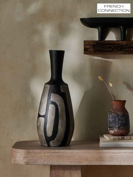 French Connection Black Hand Painted Papier Mache Vase (B44328) | €74