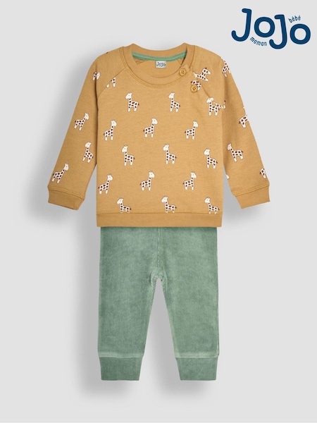 JoJo Maman Bébé Mustard Baby Giraffe Sweatshirt And Cosy Trousers Set (B44345) | €45