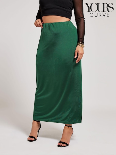 Yours Curve Green YOURS LONDON Curve Forest Green Slinky Maxi Skirt (B44368) | €55