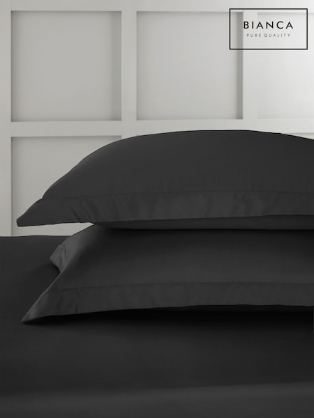 Bianca Set of 2 Black 400 Thread Count 100% Cotton Sateen Oxford Pillowcases (B44424) | €18.50