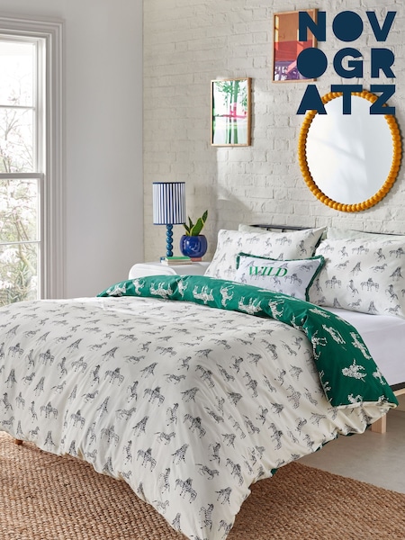 Novogratz Zebras in Love 100% Cotton Duvet Cover and Pillowcase Set (B44446) | €40 - €79