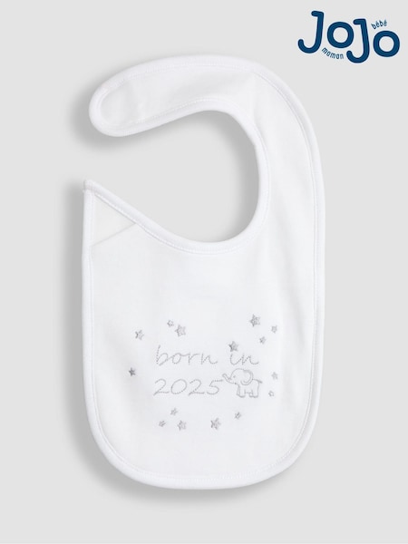 JoJo Maman Bébé White Born In 2025 Embroidered Bib (B44472) | 360 UAH