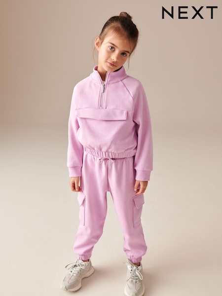 Pink Zip Crew And Cargo Joggers Set (3-16yrs) (B44485) | AED78 - AED99