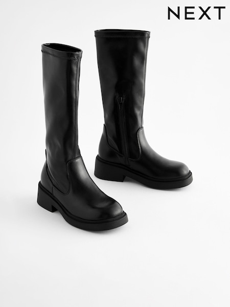 Black Tall Sock Heeled Boots (B44523) | €41 - €48
