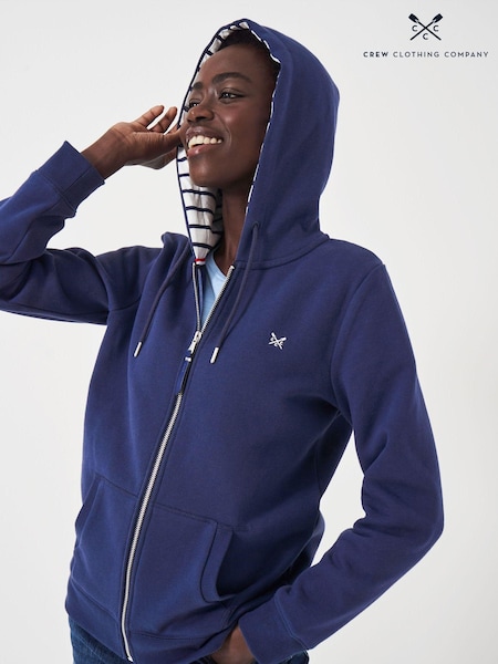 Kevyt Sininen - Crew Clothing Heritage Zip Through Hoodie (B44682) | €87