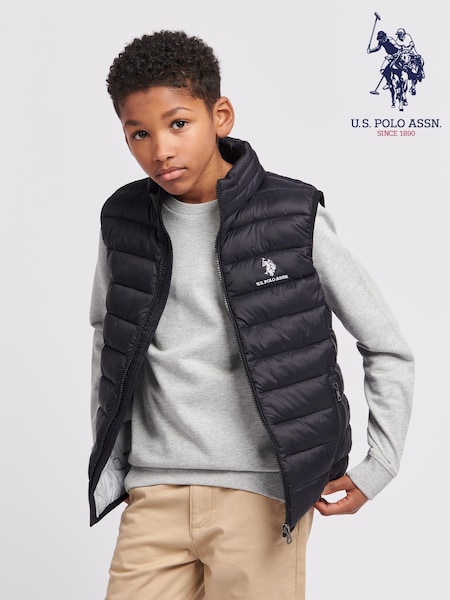 U.S. Polo Assn. Black Bound Quilted Boys Gilet (B44707) | €77 - €92