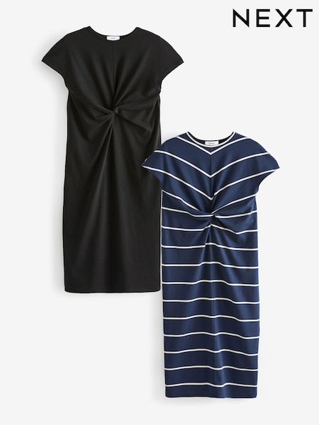 Negru/Bleumarin - 100% Cotton T-Shirt Dress 2 Pack (B44742) | 221 LEI