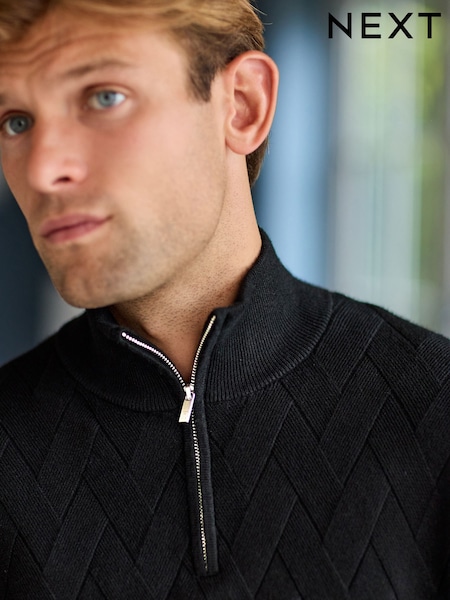 Чорний - стандартний крий Soft Touch Premium Quarter Zip джемпери (B44743) | 2 042 грн