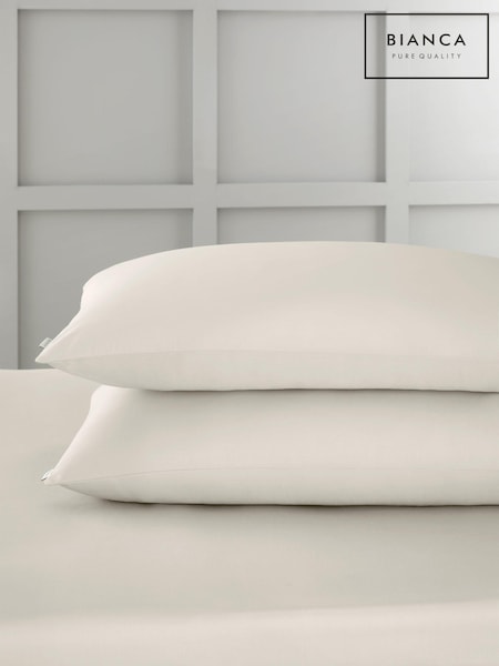 Bianca Set of 2 Oyster 400 Thread Count 100% Cotton Sateen Pillowcases (B44752) | €15
