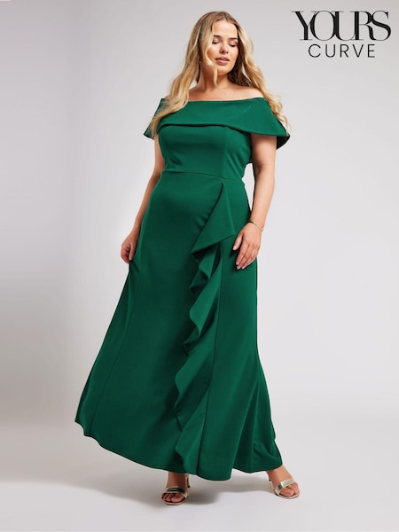 Yours Curve London Ruffle Bardot Maxi Dress (B44883) | €93