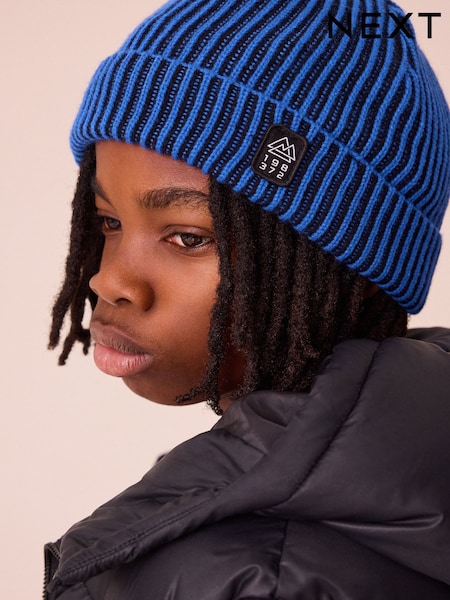 Cobalt Blue Plated Knitted Beanie Hat (1-16yrs) (B44929) | €7 - €13