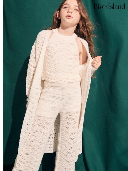 River Island Girls Crochet Duster 100% Cotton Cardigan (B45088) | 78 LEI - 103 LEI