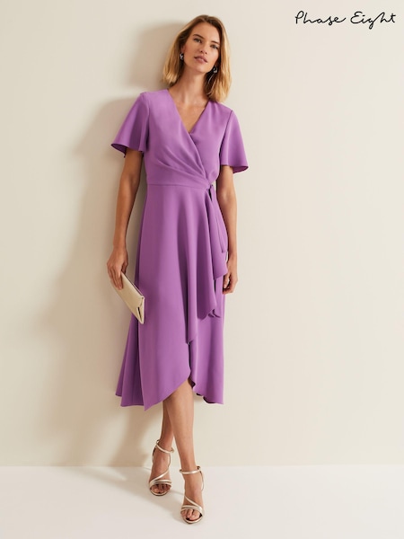 Phase Eight Purple Petite Julissa Frill Wrap Dress (B45114) | OMR28