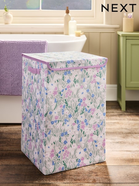Floral Print Laundry Basket Hamper (B45226) | €22