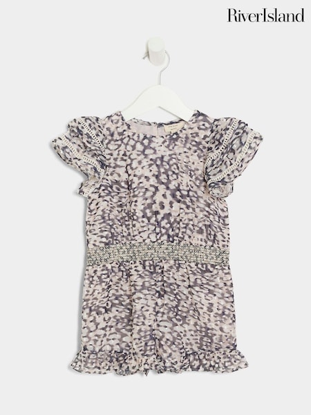 River Island Girls Chiffon Leopard Print Playsuit (B45228) | 71 LEI