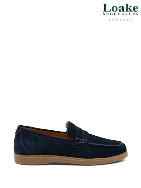 Loake Navy Blue Suede Saddle Loafers (B45260) | kr2 070