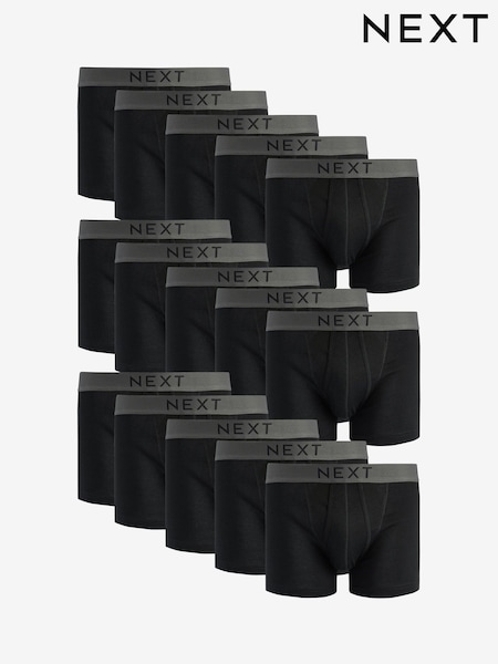 Black 15 Pack A-Front Pure 100% Cotton Boxers (B45282) | €78