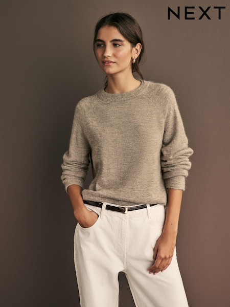 Neutral Mole Soft Touch Crew Neck Knitted Jumper with Alpaca (B45381) | €41