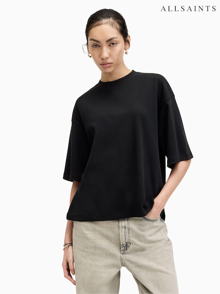AllSaints Black Amelie T-Shirt (B45386) | 272 QAR