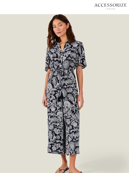 Accessorize Blue Fan Print Jumpsuit (B45387) | €27