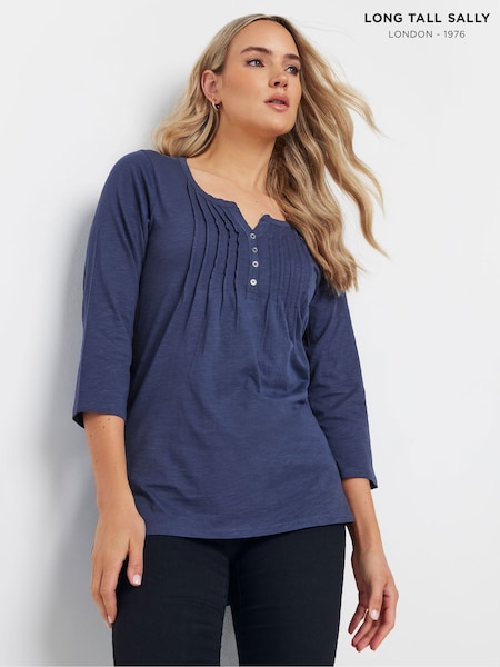 Long Tall Sally Blue Henley Top (B45426) | €34