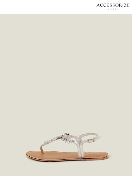 Accessorize White Diamanté Leaf Embellished Sandals (B45439) | €50