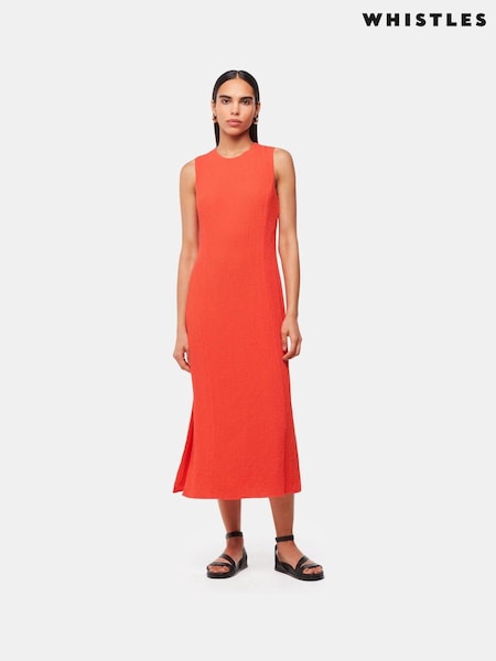 Whistles Orange Erin Texture Midi Dress (B45467) | €79