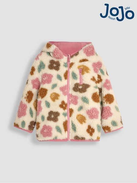 Cream mit floralem Muster - Jojo Maman Bébé Gefütterte Teddy-Fleece-Jacke (B45498) | 48 €