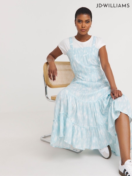 JD Williams Blue Printed Tie Waist Apron Dress (B45537) | €18.50