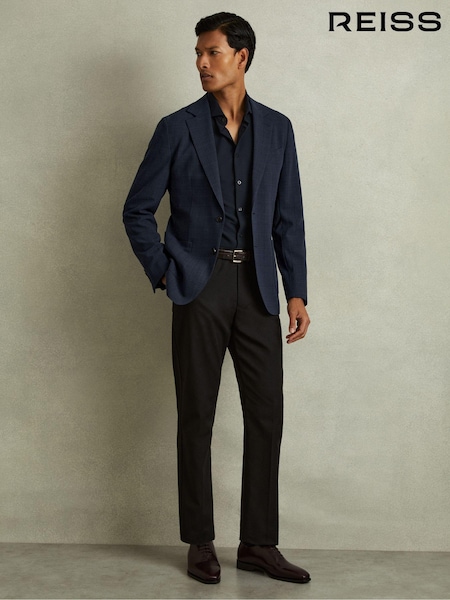 Reiss Navy Charles Checked Single Breasted Blazer (B45734) | €454