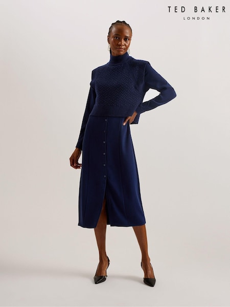 Ted Baker Blue Elsiiey Shirt Dress With Sleeveless Knit Layer (B45737) | €133