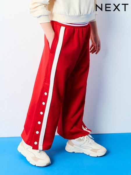 Red Wide Leg Popper Joggers (3-16yrs) (B45754) | OMR1 - OMR2