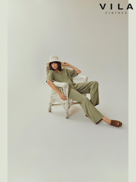 VILA Green Linen Trousers (B45774) | €18
