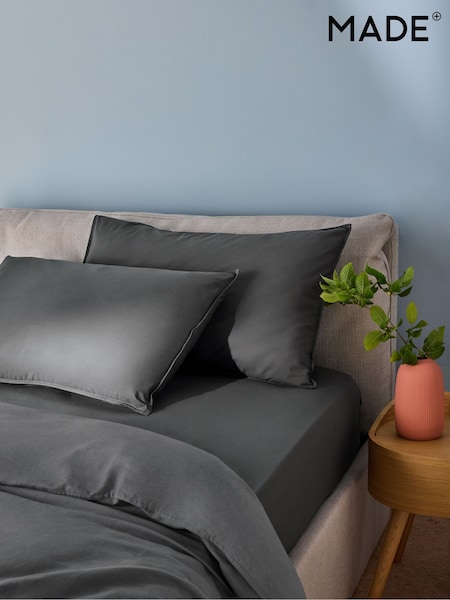 MADE.COM Charcoal Grey Cosy Washed Cotton Pillowcase Set of 2 (B45801) | €20