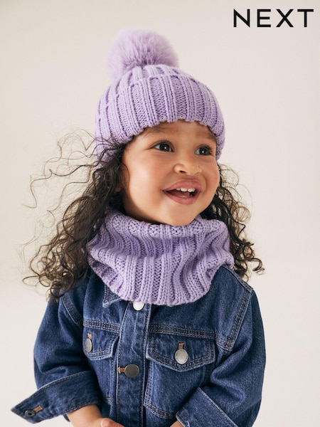 Lilac Purple Ribbed Knitted Snood (1-16yrs) (B45841) | AED17 - AED32