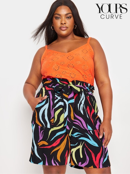 Yours Curve Black Light Woven Paperbag Waist Shorts (B45964) | €16
