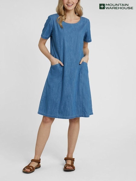 Mountain Warehouse Blue Flora Women UV Protect 100% Cotton Denim Dress (B46065) | €56