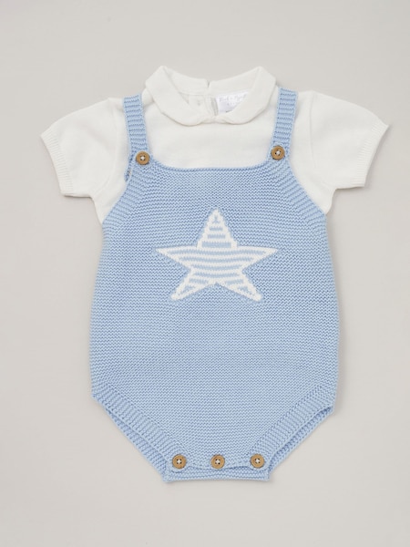 Albastru deschis - Set ținută tricotată din bumbac cu % șiRock-A-Bye Baby Boutique pantaloni 100 Cardigan (B46091) | 83 LEI