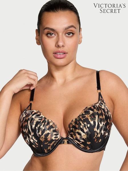 Victoria's Secret Black Leopard Push Up Embroidered Bra (B46139) | €26