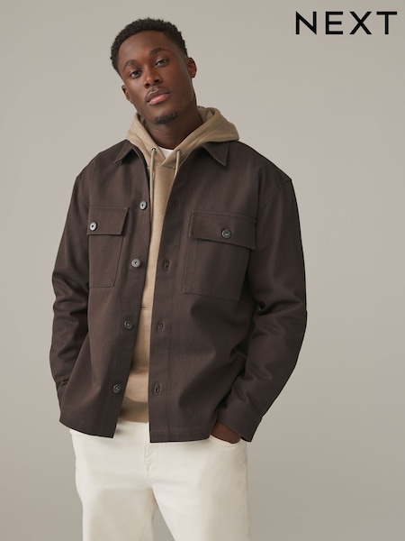 Коричневый - 100% Cotton Twin Pocket Shacket Overshirt (B46192) | €25
