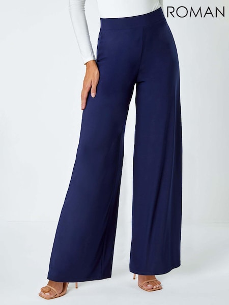 Roman Blue Wide Leg Stretch Trousers (B46193) | ₪201