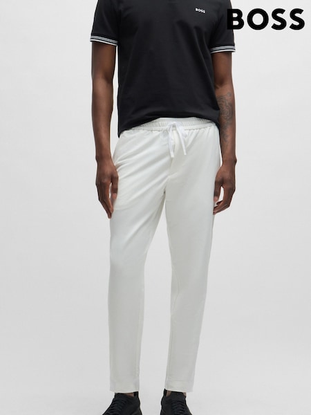BOSS White Tapered Fit Stretch Cuffed Chino Trousers (B46341) | €72